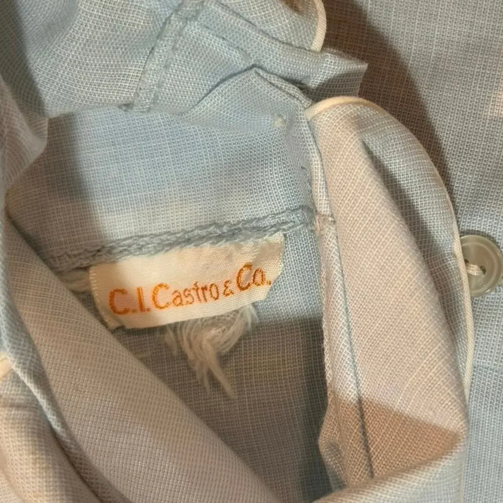 VTG C.I. Castro Baby Boy Blue Rocking Horse Shortall Peter Pan Bobby Suit 12 Mos